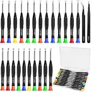 Screwdriver Set, 25 Pcs Magnetic Small Screwdrivers, 8 Pcs Torx Security Screwdrivers with T3-T10, 6 Phillips Head Screwdrivers 0.8mm-3.0mm, 6 Flat Head Screwdrivers 1.0mm-3.0mm