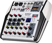 Labymos 6 Channel DJ o Sound Mixer Professional Soundd Stereo MP3 USB BT Input 48V Phantom Power 99 DSP Processor Large Screen with Indication DJ Mixer d for Desktop Karaoke