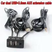 Car Dash Flush Mount AUX USB Port 1.5M Panel Dual USB Extension Cable Adapter US