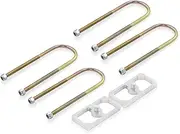 QGHAUC Universal Leaf Spring Lowering Block Kit, 0.5 Inch, 2-1/2" Wide, 5" Long, Zinc-Plated U-Bolts, Premium Steel Construction for Long-Lasting Finish