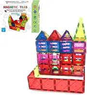 Magnetic Tiles 60pcs For Kids 3D Magnetic Building Set Magnetic Blocks Educational Mag Building Tiles Fun Toys Kids Sensory Toy STEM Learning Blocks Montessori Pretend Play Construction Blocks Ages 3+
