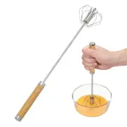 Stainless Steel Whisk, 13.6 Inch Semi-Automatic Whisking Tool, Brown