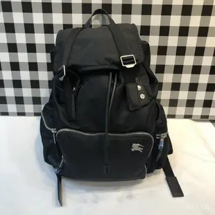 二手 BURBERRY The Rucksack 金屬戰馬LOGO軍旅後背包 (大款) 兩色可選