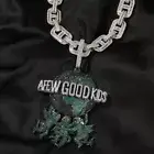3AAA+ CZ Hop Hip Ice Out A Few Good Kids Pendant Chain 14k Real Gold Plated