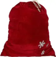 Santa Toy Bag Rich Red Velour 36" x 27" Drawstring Christmas Bag W/ Snowflakes