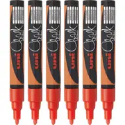 Uni-Ball 6 Pack Chalk Marker Bullet Tip 2.5mm (Fluoro Orange)