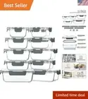 10-Pack Premium Borosilicate Glass Food Storage Containers with Airtight Lids