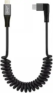 USB C to C Coiled Cable USB 3.2 Type C Right Angled 20Gbps PD 100W 8K@60Hz Data Fast Charging Cable 6ft