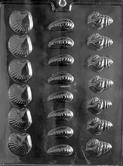 N014 Bite Size Shells Chocolate Candy Soap Mold with Instructions