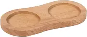DeroTeno Salt & Pepper Mill Tray, Rectangular, Brown Rubber Wood, 15.1 x 7.4 x 1.5 cm, Inner Dia 5.5 cm, Scandinavian Style, Multi-functional, Spice Mill Holder, Coaster, Multi-purpose Holder