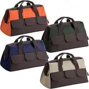 Huhumy 4 Pcs Tool Bags, Mens Tool Tote with Waterproof Hard Bottom Heavy Duty Tool Bag Portable Wide Mouth Tool Totes for Multifunctional Tools Electrician Carpenter Mechanic Home Use (12 Inch)