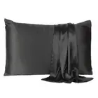 Black Dreamy Set Of 2 Silky Satin Standard Pillowcases
