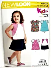 Knit Dress Girls Toddlers Size 1/2 1 2 3 4 Pattern Uncut New Look 6503
