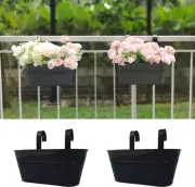 Lalagreen Railing Planter - 2 Pack, 11.2 Inch Black Metal Iron Hanging Flower...