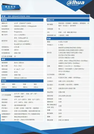 昌運監視器 大華 DH-SD6AE530UN-HNI AI 30倍 5MP 紅外線網路快速球攝影機【全壘打★APP下單跨店最高20%點數回饋!!】