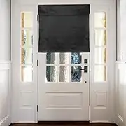 sourcing map Blackout Door Curtains, French Side Door Window Curtain for Privacy, Glass Patio Front Doors Sidelight Tie Up Shade, Black, 26" x 28", 1 Panel