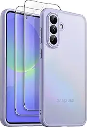 [JETech] 3 in 1 Matte Case for Samsung Galaxy A36 5G with 2-Pack Tempered Glass Screen Protector, Translucent Frosted Shockproof Phone Cover with Camera Protection (Lavender)