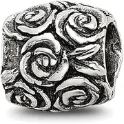 [JewelryWeb] 925 Sterling Silver Polished Artisan Oxidized Reflections Teen Floral Bali Bead Charm 6.36x6.36mm Wide Pendant Necklace for Women