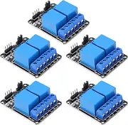 2 Channel Relay Module Optocoupler Isolation High Current Relay Board for Microcontroller PLC Home Automation ABS Material 5Pcs