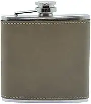 6oz Faux Leather Hip Flask - Beige Plain Stainless Steel Kidney Flask with Screw Top. Personalise Present, Father's Day, Christmas, Birthday, Golf Course, Stag Do, Wedding Gift