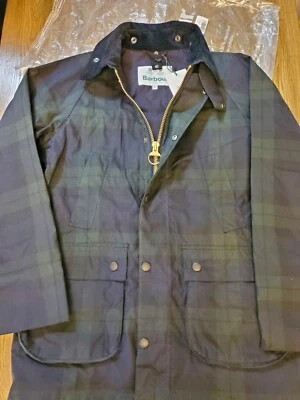 Barbour SL Bedale Wax Jacket Blackwatch Plaid Size 40 Brand New W/Tags