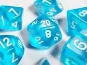 Crystalline Blue DnD Dice Set | Dungeons and Dragons | 7 Dice RPG Polyhedral S