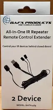 BAFX All-in-One Infrared IR Repeater Kit/Remote Control Extender Cable 2-Device