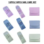 12/16Pcs Manicure Pedicure Nail Care Set Cutter Clippers Scissors Grooming Kit