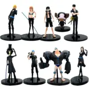 9Pcs Set Black Golden White Color Anime Figure One Piece Luffy Zoro Sanji Nami