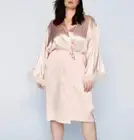 House Of Harlow 1960 Satin Feather Midi Robe BLUSH Size M New!