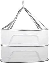 CAPASTEC Herb Drying Rack with Zip, Foldable Hanging Mesh Mesh Hanging Basket Drying Net for Seeds, Buds, Fruits, Vegetables, Herbs, 2 Layers, White Grey