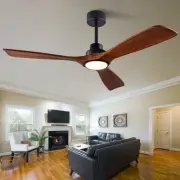 52" Wood Ceiling Fan with Lights Remote Control,Quiet DC Motor 3 Blade Ceilin...