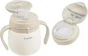 Combi (Finally Cool-Retaining Type from RakuMagu) Insulated Raku Mug, Stainless Steel Straw & Cup Set, Beige, 6.1 fl oz (180 ml), Magic Bottle Construction, Keeps Cool, Leak Proof Straw, Released in