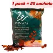 Winway Coffee for health contains ginkgo & safflower sugar Free 1pack x50sachets