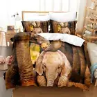 Animal African Baby Elephant Quilt Duvet Cover Set King Single Bed Linen