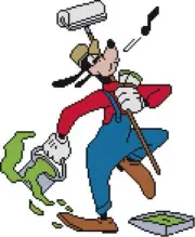 CROSS STITCH+ CRAFT PATTERN Goofy Dog Painter Cap Carpenter Brush Whistle Song