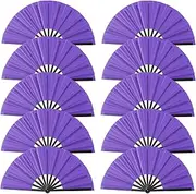 Oncpcare 10 Pcs Boots on The Ground Hand Fan Bulk, Folding Popping Clacking Fans for Line Dancing (Purple)