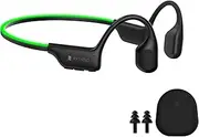 Rythflo Bluetooth Headphones, Bone Conduction Headphones w/Mic Open Ear Wireless Earbuds w/Light Bar for Running, IPX7 Waterproof 32GB MP3 for Swimming, 8Hrs Playtime Earphones for Sports Workouts