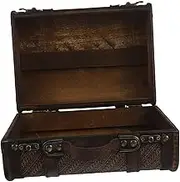 ABOOFAN Vintage Suitcase Prop: Retro Wood Decorative Trunk With Lid Small Vintage Suitcase Jewelry Organizer Pirate Keepsake Box Photo Props Home Decoration