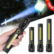 Rechargeable LED Flashlight Tactical Police Super Bright Torch Zoomable 2024