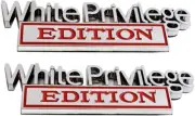 2X White Privilege Edition Emblems 3D Alloy Fender Badge Decal (Chrome Red)