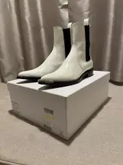 NIB Paco Rabanne White Patent Leather White Black Chelsea boots 37 Italy $1020
