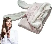 [Generic] Warm Wearable Hoodie Blanket,Oversized Bunny Ear Hooded Cape | Soft Breathable Bunny Ear Blanket Hooded Cloak for Women Birthday Gift