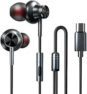 LYX F2 1.2m Wired in Ear USB-C/Type-C Interface Metal HiFi Noise Reduction Earphones with Mic (Grey) (Color : Grey)