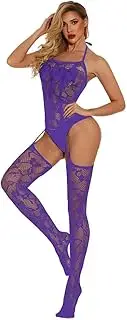 [Generic] Womens Sexy Pajamas Hollow Underwear Nightwear Plus Size Lingerie for Women 3X Satin