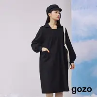 在飛比找momo購物網優惠-【gozo】造型鋸齒V領長洋裝(兩色)