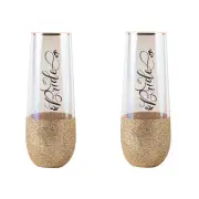 2PK Bride Stemless Champagne Party Drinking Flute Bar Cup/Glass 16cm/180ml