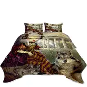 Loup Garou the Temple Beautiful Maiden and Wolves Coverlet
