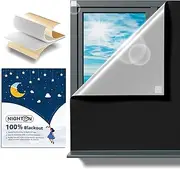 NIGHTON Portable Blackout Curtains 40"×57" Strong Hook and Loop Tape Strips with Adhesive,Blackout Shades That can be Cut,100% Blackout Material Window Blinds for Baby Nursery or Travel Use-Black