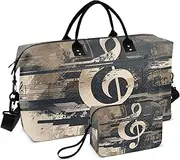 [ZRYSMY] Music Note Retro Duffel Bag for Traveling, Travel Bag Gym Bag, with Multiple Interior Pockets Shoulder Weekender Bag for Women Men with Toiletry Bag 20.5L x 1.9W x 13.8H, Multi-Colored, one